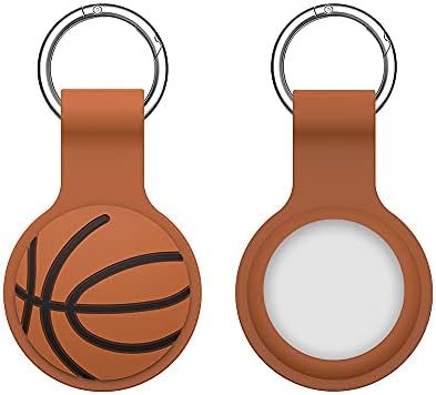MasiBloom Silikon Basketbol Koruyucu Kılıf için AirTag Tutucu Aksesuarları ile Anahtarlık Yüzük Karabina Cilt Kapak (Basketbol-Kahverengi)