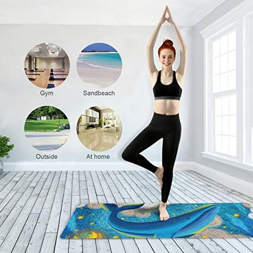 MCHIVER Seyahat Yoga Mat Kaymaz-Balina Deniz Yaşamı Katlanabilir egzersiz matı Hafif egzersiz matı ile Çanta Ter Emici Kapak