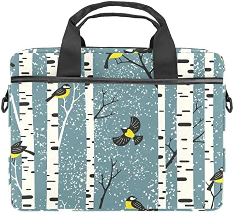 Karlı Huş Ağaçları Dalları Kuşlar Laptop omuz askılı çanta Kılıf Kol için 13.4 İnç 14.5 İnç Dizüstü laptop çantası Dizüstü Evrak
