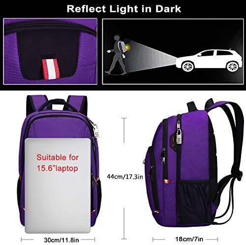 Seyahat sırt çantası Kadınlar için, 15.6 İnç Laptop Sırt Çantası Okul sırt çantası Kızlar İçin USB Şarj ile Yarık, anti Hırsızlık