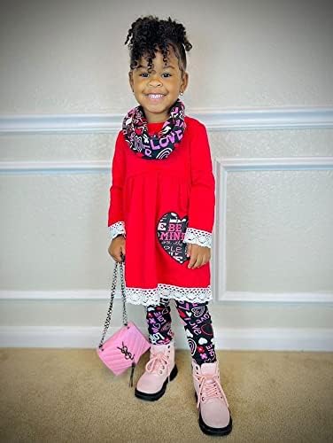 Benzersiz Bebek Kız sevgililer Günü Kıyafeti Crotchet Trim Legging Seti