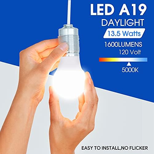 100 W Eşdeğer LED Ampul, LED A19 Ampul 5000 K Günışığı 1600 Lümen, olmayan Dim E26 Tabanı, UL Listelenen, 4 paketi