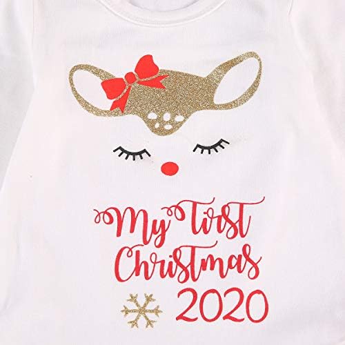 Yenidoğan Bebek Kız Yılbaşı Kıyafetleri Benim Ilk Noel Romper Pullu Pantolon Kafa Bandı 3 Adet Giysi Set 0-24 M