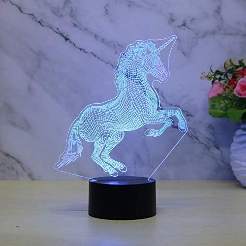 WPOLED 3D Ilusion lamba yaratıcı şeffaf Unicorn masa lambaları Modern sadelik akrilik uyku ışık 7 renk değiştirme LED gece ışık