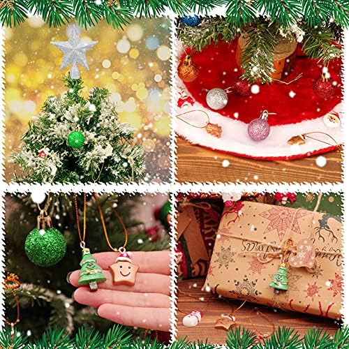 38 Parça Mini Noel Ağacı Etek Mini Noel Ağacı Seti Mini Noel Topu Süsler Renkli Glitter Topu Süsler Mini Reçine Noel Süsler Minyatür