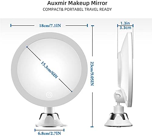 LED'li 3X Büyüteçli Makyaj Aynası, 30 Doğal LED Halka Işıklı 360°Döner, Güç için USB Fişi / Pil, Ev Masa Üstü Banyo Duş Seyahati