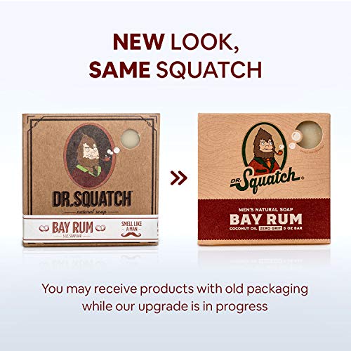 Bay Rum Soap by Dr. Squatch - Doğal Kokulu Erkekler için Bar Sabunu, Bay Rom, Kaolin Kili, Shea Yağı-ABD'de Organik Yağlarla