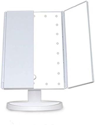 Makyaj Aynası, Banyo Makyaj Aynası Makyaj Aynası - 21 LED Işıklı 3x / 2x Büyüteçli Üç Katlı Seyahat Makyaj Aynası, Taşınabilir,