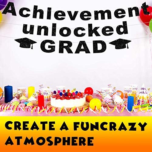 Başarı Unlocked Grad Banner Mezuniyet Tema Parti Dekor Seçtikleri Tebrikler için Grad Süslemeleri Malzemeleri Siyah