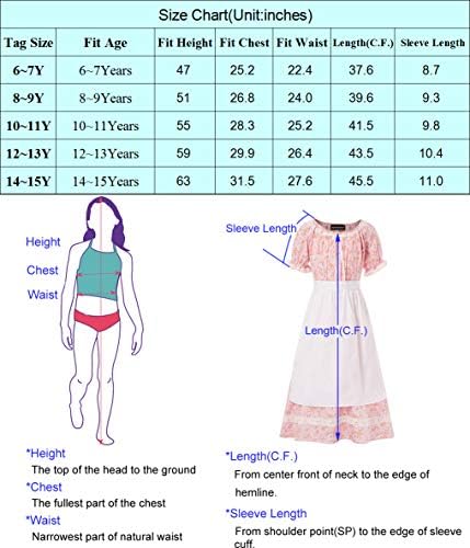 SCARLET DARKNESS Pioneer Kostüm Çiçek Sömürge Elbiseler 6-15 yaşındaki Kızlar için