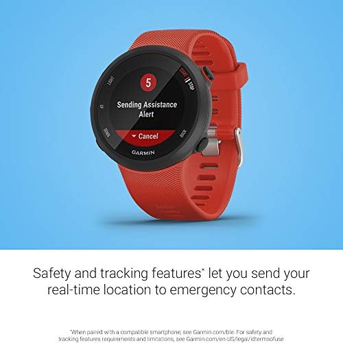 Garmin Öncüsü 45, 42mm Garmin Antrenör Ücretsiz Eğitim Planı Desteği ile Kullanımı Kolay GPS Koşu Saati, Kırmızı