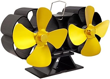 Uongfi şömine Fan çift kafa 8 bıçakları ısı Powered soba Fan alüminyum sessiz çevre dostu için ahşap Log brülör ısı Fan (Renk: