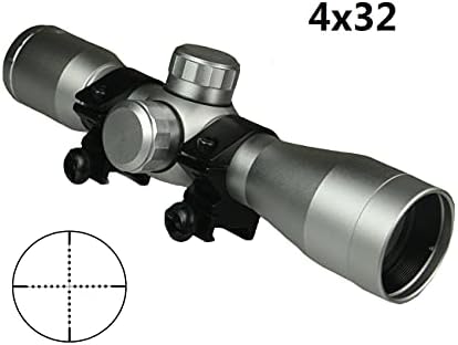 4x32 Refile Kapsam Mil-Dot Tüfek 20mm Ücretsiz Mounts ile Avcılık Silah nişan dürbünü için Gümüş Renk