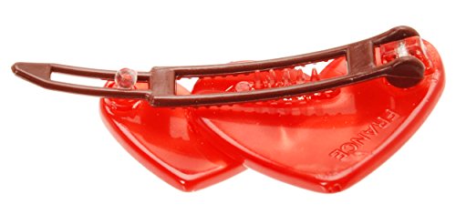 France Luxe Çift Kalpli Plastik Tige Boule Barrette-Nacro Kırmızı