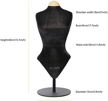 DE-LIANG Yarım Ölçekli Mini Elbise formu Siyah Kadife Manken Takı Kuleleri Standı Tutucu, Tamamen Pinnable Kolye Standı, kadife