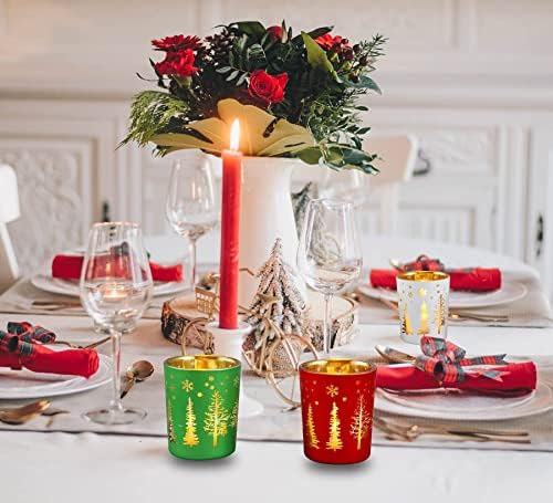 OYATON Tealight Mumluklar 6 Packs ve Altın Plastik Glitter Kar Taneleri Süsler Noel Dekorasyon için 24 Packs