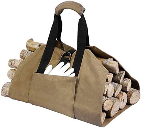 POUAOK Yakacak odun torbası, Günlük Taşıyıcı Tuval Günlük Tutucu Yakacak Odun Taşıyıcı Tote Çanta, şömine odun sobası Açık Dayanıklı