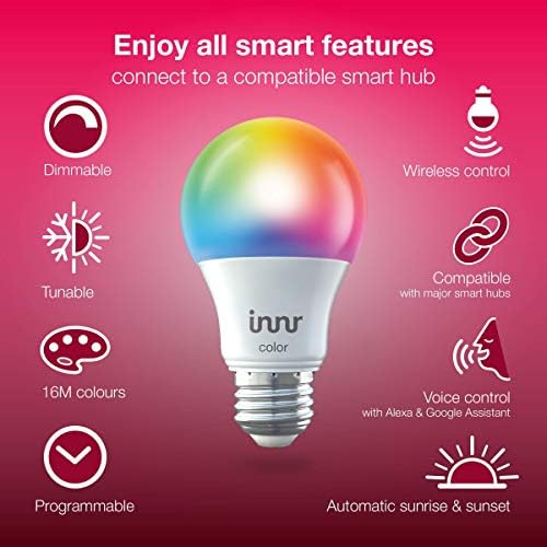 Innr Zigbee Akıllı Ampuller A19 Paketi, E26 Tabanı, Philips Hue, SmartThings, Alexa, Google Home (Hub Gerekli), Kısılabilir LED