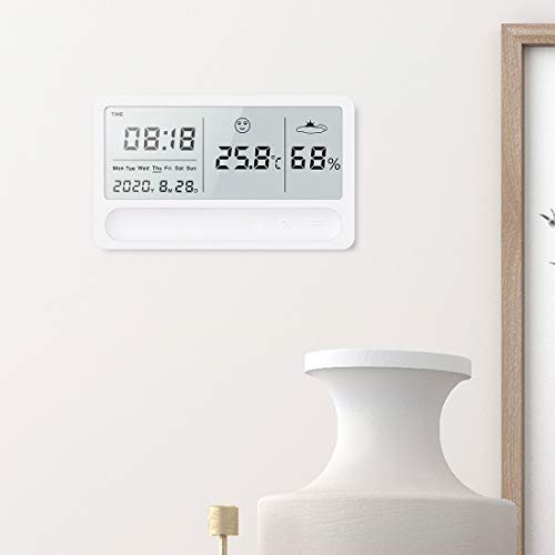 HCOZY Kapalı Termometre ve Higrometre, Dijital Termometre ve Higrometre, Sıcaklık ve Nem Monitörü, Saat Takvim Fonksiyonu ile,