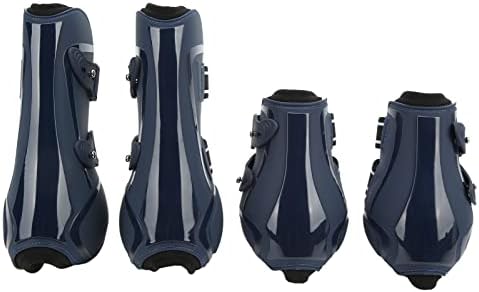 At Arka Tendon Çizmeler, At Tendon Brace Guard PU + Neopren Şok Emici Koruyucu Sürme için Atlama için (Bir dizi lacivert, ekstra