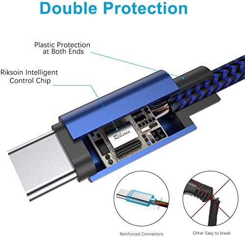 USB Tipi C Kablosu 5 Paketi (3/3/6/6/10 FT) 3A Naylon Örgülü Hızlı Şarj Şarj Sync Kablosu ile Uyumlu Samsung Galaxy S10 S10E