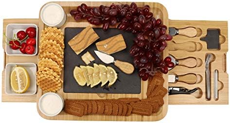 Bambu peynir tahtası, piknik için ahşap kare peynir tepsisi, pişmiş yemek tabağı, benzersiz noel hediyesi, eve taşınma, doğum