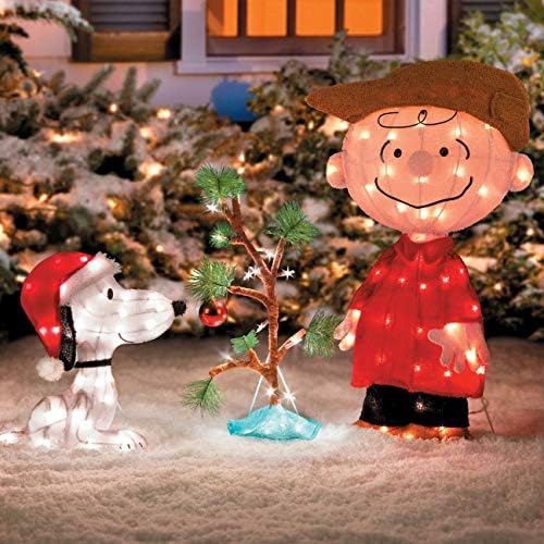 TısYourSeason Charlie Brown, Snoopy & Yalnız Ağacı Işıklı Açık Noel Dekorasyon 3 adet Set