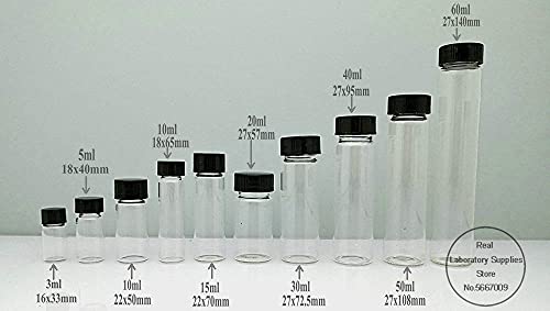 2 ml için 60 ml Şeffaf Cam Örnek Flakon Laboratuvar Reaktif Şişesi Küçük Temizle Tıp Şişeler için Kimyasal Deney