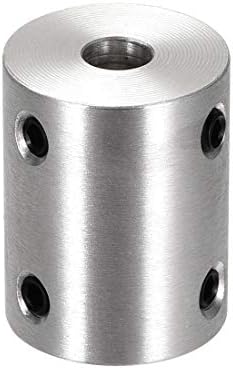 uxcell 6mm için 6mm Çap Sert Kaplin 25mm Uzunluk 20mm Çap Alüminyum Alaşım Mil Çoğaltıcı Bağlayıcı Gümüş