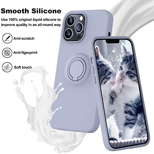 Vooıı ile Uyumlu iPhone 13 Pro Max Durumda 6.7 inç, Silikon Ultra İnce Darbeye Koruyucu Telefon Kılıfı ile [Halka Kickstand]