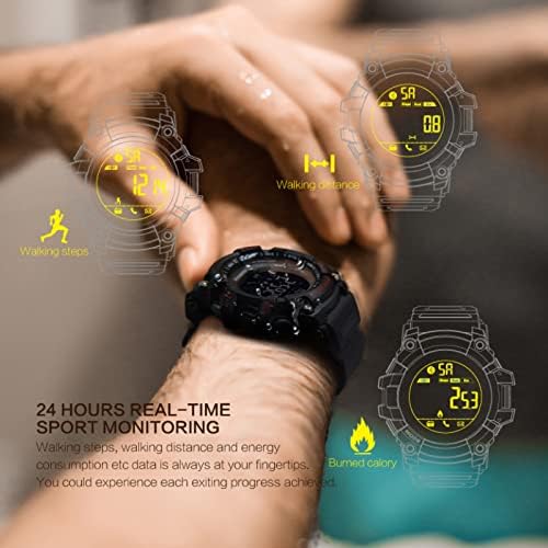 LTLJX akıllı saat, Erkek Spor Aktivite Tracker, açık Havada Koşu 5ATM Su Geçirmez Adım Sayacı ile LED Işık, Alarm, Smartphone