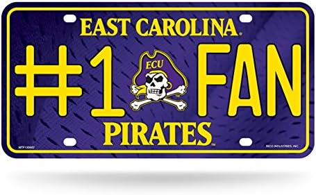 Lisanslı NCAA Doğu Carolina Korsanları (1 Fan) Logo Metal Etiketi, (Gururla ABD'de Üretilmiştir), Boyut: 6 x 12 İnç