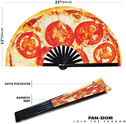 Pizza El Fan Dondurulmuş Pizza Hamur Cosplay Pizza Sosu Peynir Cadılar Bayramı Kıyafet Katlanır UV Glow El Fan Kostüm Pizza Merch