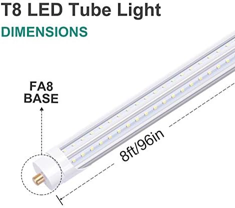 TRLIFE 65 W 8FT LED Ampuller 6000 K, T8 8FT V Şekli LED tüp ışık FA8 LED Ampuller ile Temizle Kapak (150 W Floresan Ampuller
