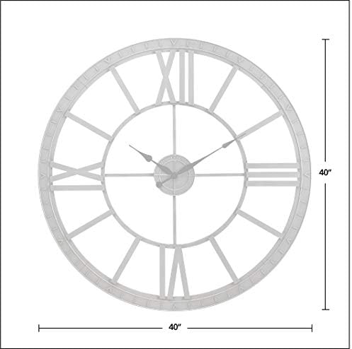 FirsTime & Co. Gümüş Büyük Zaman Saati, Amerikan Yapımı, Sıkıntılı Gümüş, 40 x 2 x 40 ,