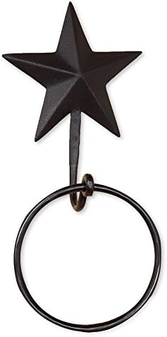 Kır Evi Koleksiyonu Siyah Ahır Yıldızı 9 x 6 İnç Metal El Havlusu Halkalı Kanca