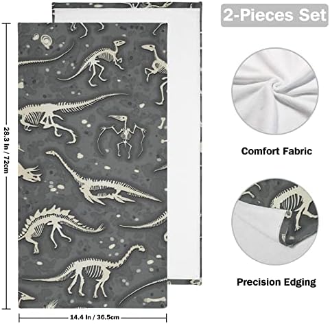 KFBE Dinozor Fosilleri banyo havlusu 2 Set Yumuşak Keseler, el Havlusu Banyo Mutfak Plaj Duş Havlusu (20823112)