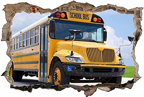 Okul otobüsü busWall Çıkartmalar 3D Çökerttiğini Duvar Çıkartmaları Kabuğu ve Sopa Çıkarılabilir Dekorasyon Yatak Odası Oturma
