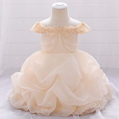 6 M-5 T Sequins Işlemeli Dantel Omuz Kapalı Prenses Elbise Toddler Bebek Kız Düğün Nedime Parti Elbiseler
