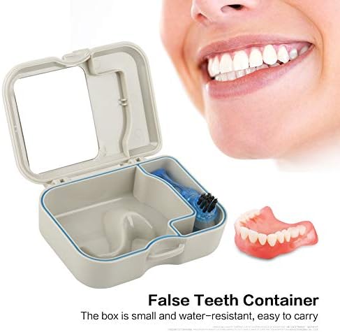Protez Kutusu - 1 adet Protez takma diş saklama kutusu Kasa Ayna ve Silme Fırçası Diş Aletleri