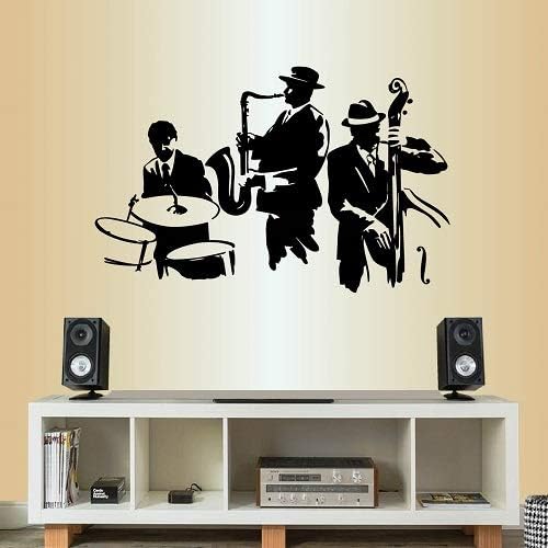 Duvar Vinil Çıkartması Ev Dekorasyonu Art Sticker Caz Grubu Saksafon Kontrbas Davul Müzisyenler Müzik Aletleri Yatak Odası Oturma