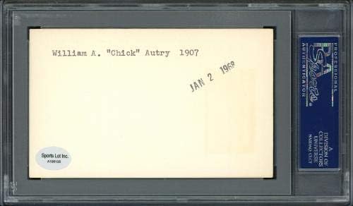 W. A. Chick Autry İmzalı 3x5 İndeks Kartı Cincinnati Reds PSA / DNA 83860320-MLB Kesim İmzaları