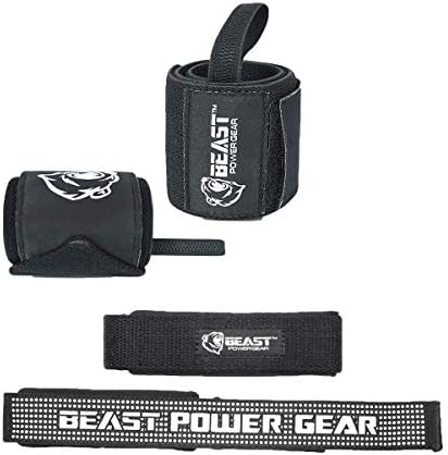 Beastpowergear Ağır Bilek Wrap 18 + Ağırlık Kaldırma Kayışı Paketi için Halter, Vücut Geliştirme, Crossfit Egzersiz Eğitimi,