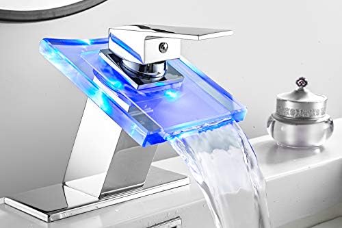 Banyo lavabo musluk led ışık 3 renk Değiştirme Şelale Cam Emzik Sıcak Soğuk Su Mikser Tek Kolu Tek Delik Güverte Üstü Banyo Musluk
