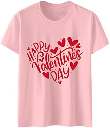 Kadınlar için T-Shirt Sevgililer aşk desen Tees kısa kollu O-boyun rahat moda sevimli bluzlar Tops