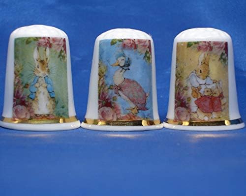 Birchcroft Porselen Porselen Koleksiyon - Üç Yüksük Seti-Beatrix Potter Çiçekleri