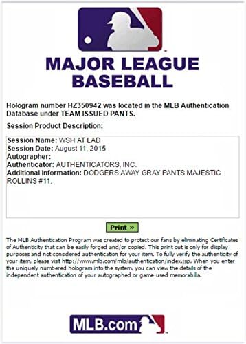 Jimmy Rollins Major league Baseball Dodgers Takımı Sayı Yol Beyzbol Pantolonu 0942