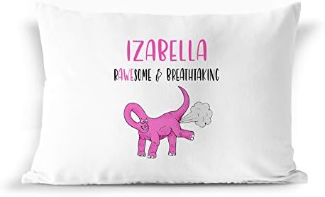 BarborasBoutique Izabella Adı Hediye Pillowcase - PİL3 Komik Dinozor T-Rex Osuruk Osuruk Şaka Yastık Kılıfı için Kadın Kız Çocuk