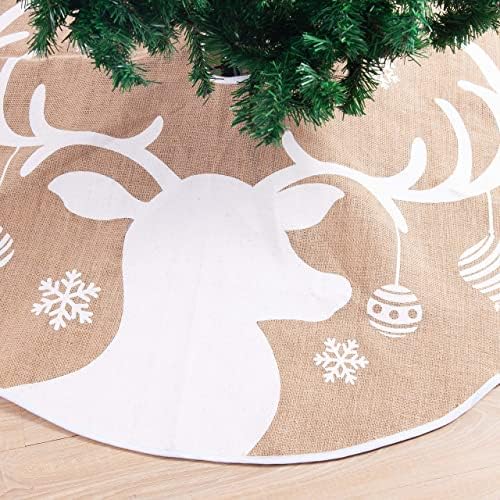 Joiedomi Noel Ağacı Etek ile Ren Geyiği Desen, 48 Çuval Bezi Noel Ağacı Etek Dekorasyon için Tatil Noel Sezon