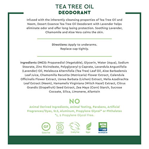 Çöl Özü Çay Ağacı Yağı Deodorantı-2.5 Oz-3'lü Paket - Uzun Ömürlü-Propilen Glikol ve Alüminyum İçermez-Neem, Lavanta, Papatya-Kokuyu